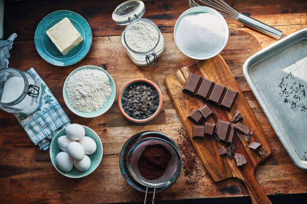 baking brownies in domestic kitchen